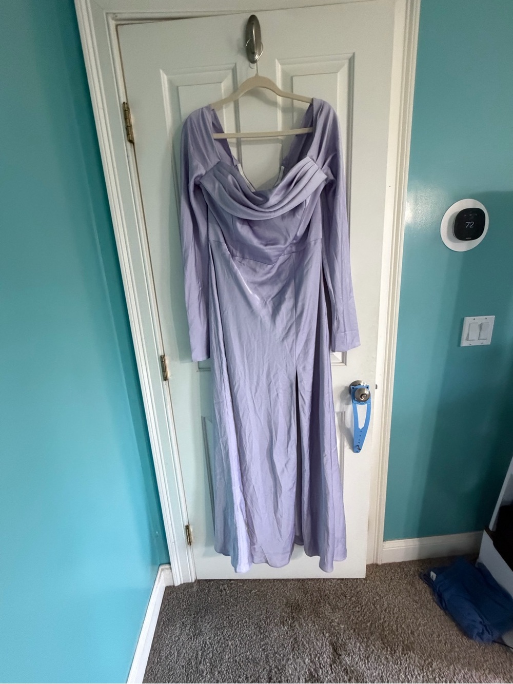 Birdy Grey Lavender Long Sleeve Draped Gown